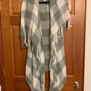 White and gray plaid sweater vest